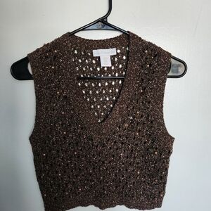 House Of Harlow 1960 Brown Knit Sleeveless Crop Top XS